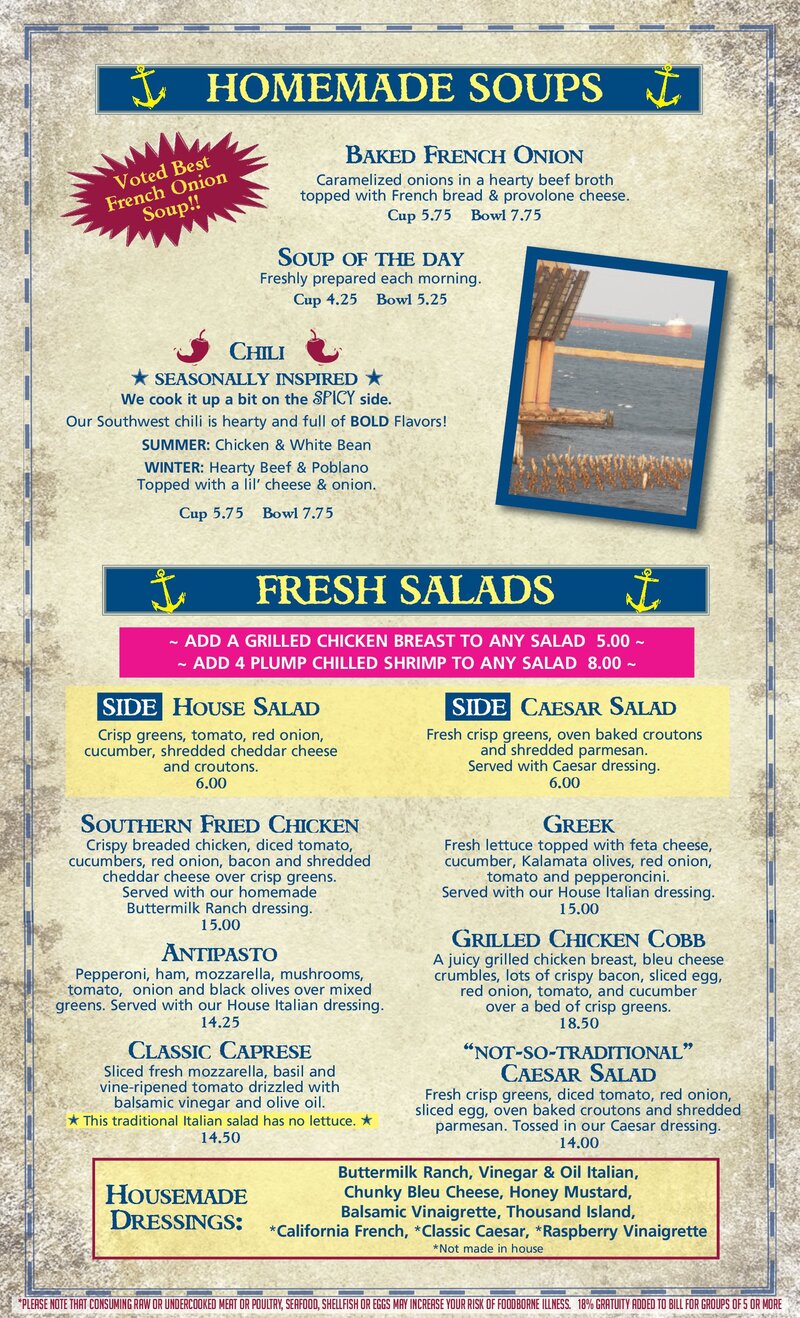 Salad menu